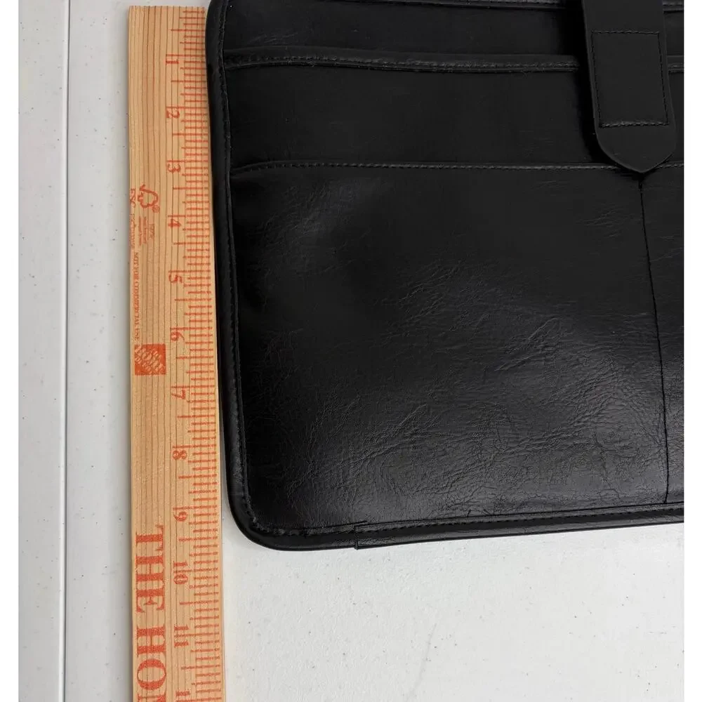 BEIS Laptop Sleeve Portfolio Case Black Faux Leather Travel Organizer Office EUC